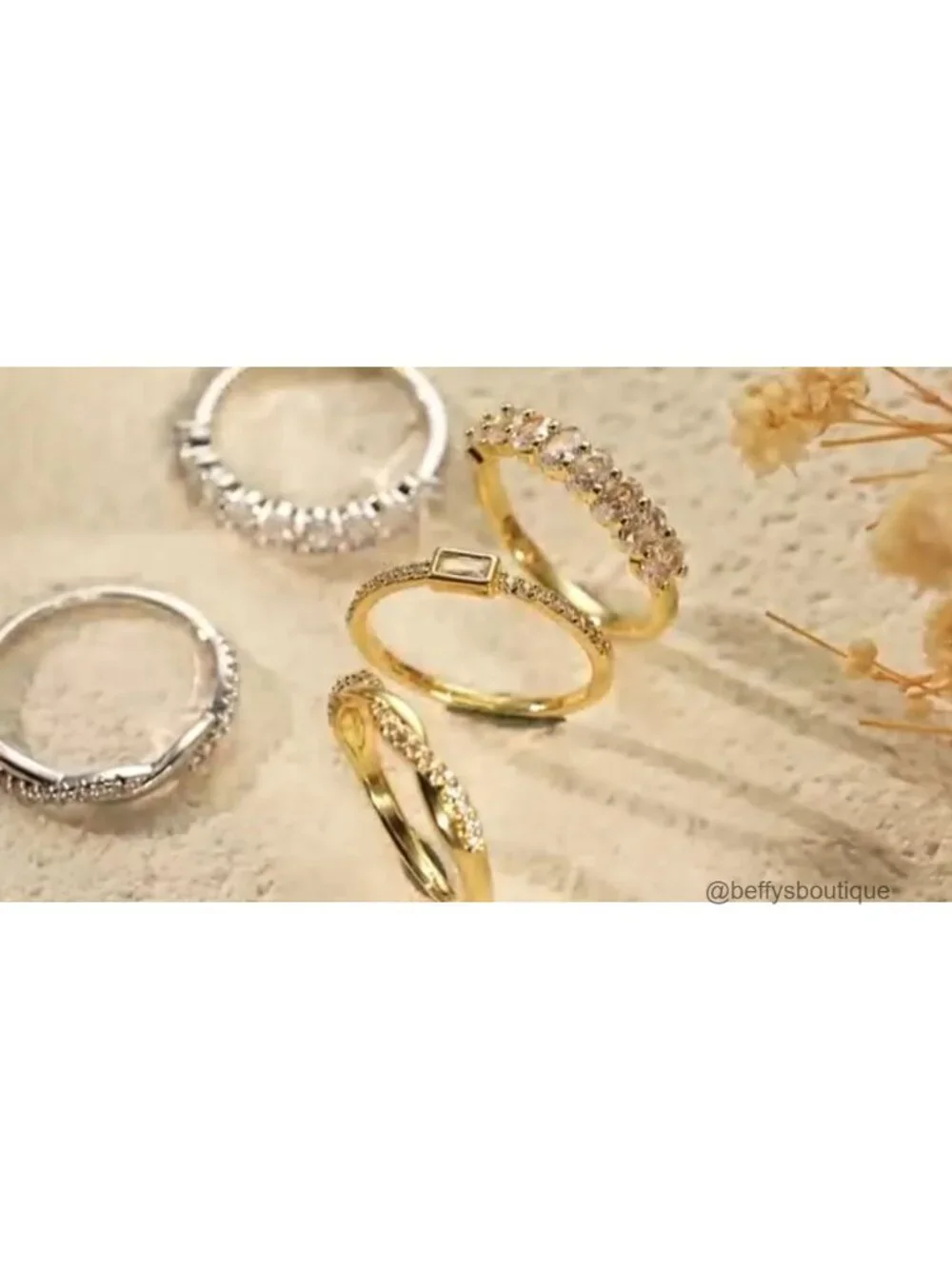 14K Gold Plated Stackable Rings for Women Non Tarnish Waterproof 5pcs Set